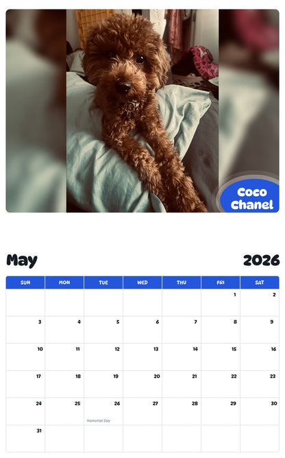 2026 - 2027 Coco Chanel - Pawidols Pet Calendar