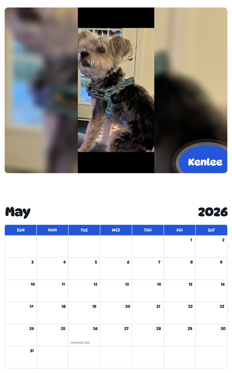 2026 - 2027 Kenlee - Pawidols Pet Calendar