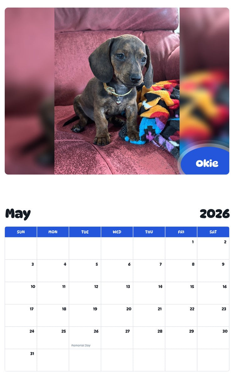 2026 - 2027 Okie - Pawidols Pet Calendar