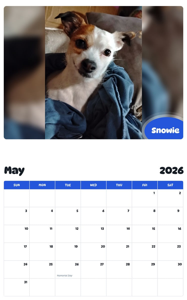 2026 - 2027 Snowie - Pawidols Pet Calendar
