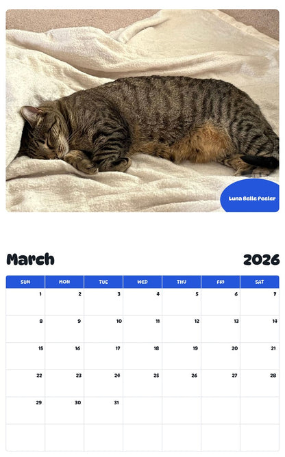 November 2025 - October 2026 Luna Belle Peeler - Pawidols Pet Calendar