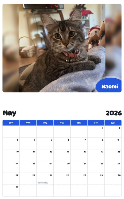 2026 - 2027 Naomi - Pawidols Pet Calendar