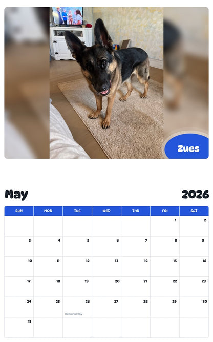 2026 - 2027 Zues - Pawidols Pet Calendar