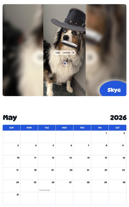 2026 - 2027 Skye - Pawidols Pet Calendar