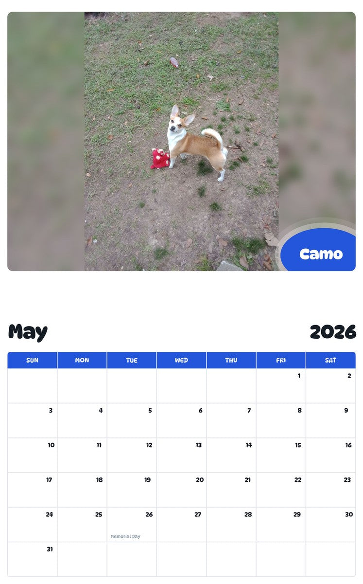 2026 - 2027 Camo - Pawidols Pet Calendar