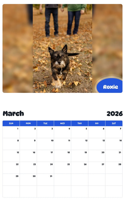November 2025 - October 2026 Roxie - Pawidols Pet Calendar
