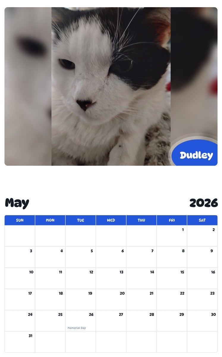 2026 - 2027 Dudley - Pawidols Pet Calendar