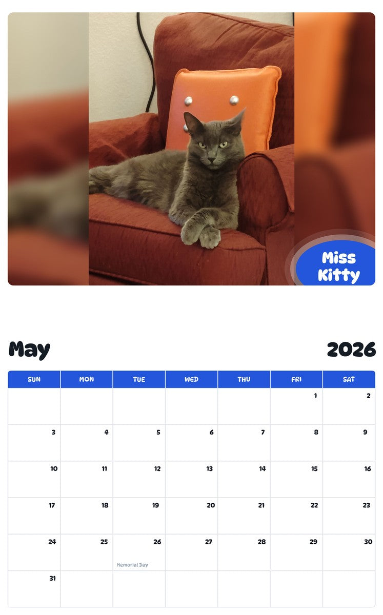 2026 - 2027 Miss Kitty - Pawidols Pet Calendar