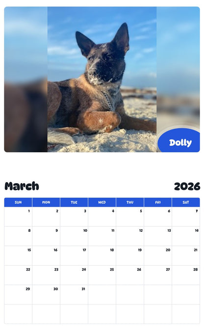 November 2025 - October 2026 Dolly - Pawidols Pet Calendar