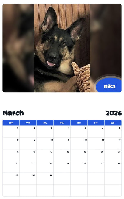 November 2025 - October 2026 Nika - Pawidols Pet Calendar