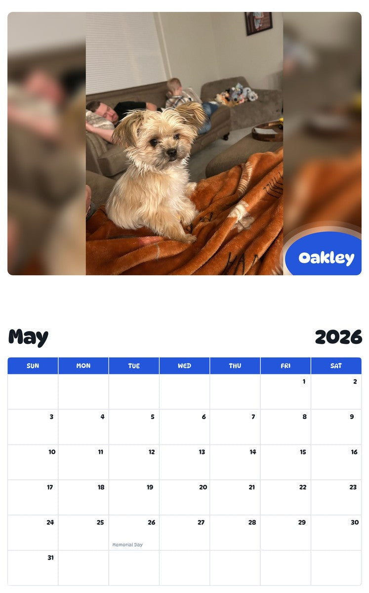 2026 - 2027 Oakley - Pawidols Pet Calendar