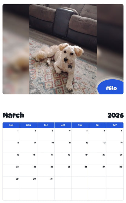 November 2025 - October 2026 Milo - Pawidols Pet Calendar