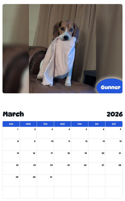 November 2025 - October 2026 Gunner - Pawidols Pet Calendar