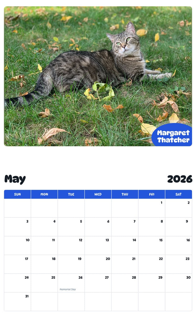 2026 - 2027 Margaret Thatcher - Pawidols Pet Calendar