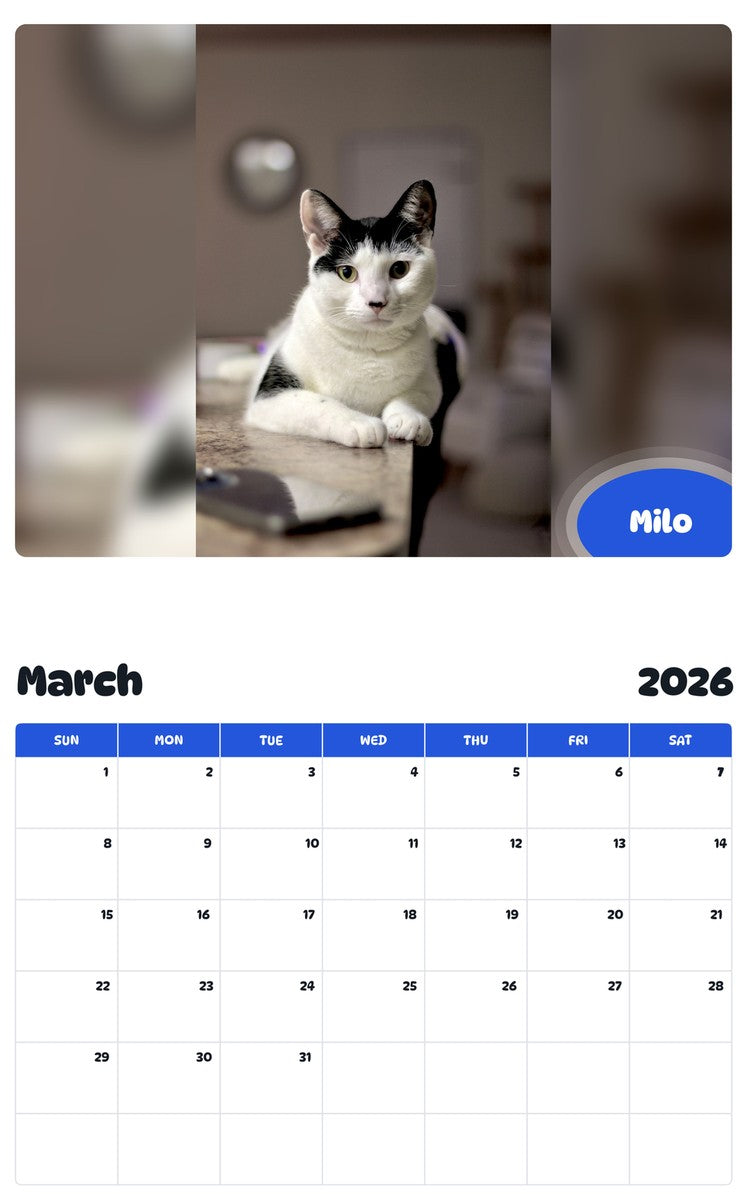 November 2025 - October 2026 Milo - Pawidols Pet Calendar