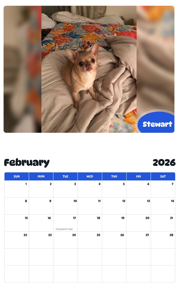 October 2025 - September 2026 Stewart - Pawidols Pet Calendar