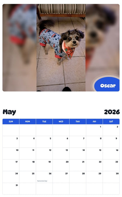2026 - 2027 Oscar - Pawidols Pet Calendar