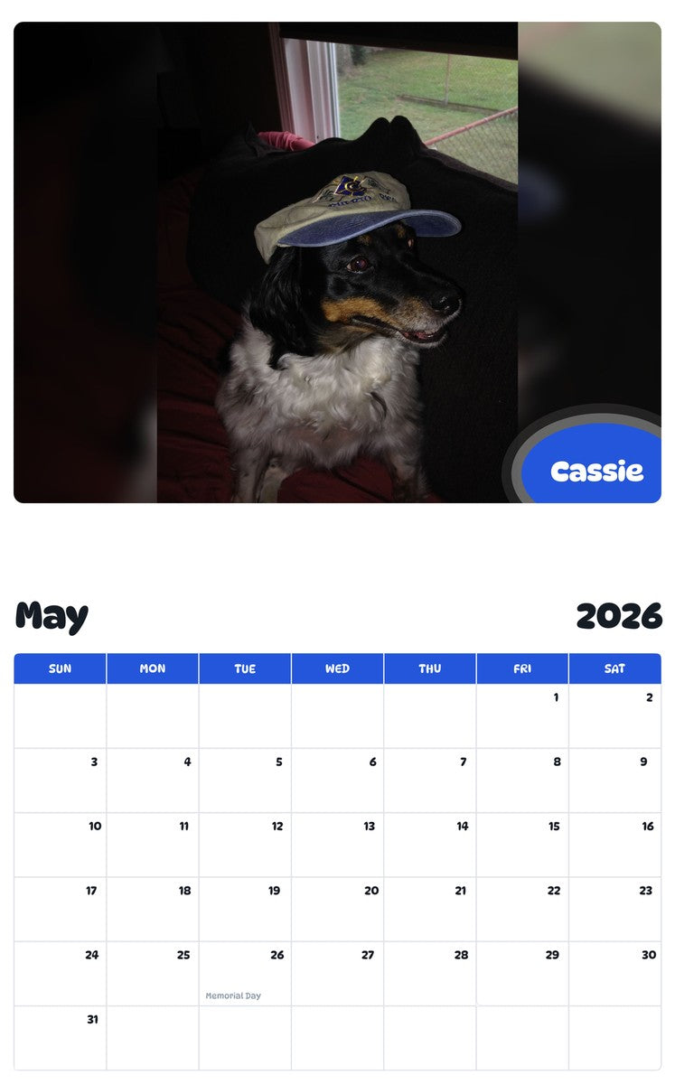 2026 - 2027 Cassie - Pawidols Pet Calendar