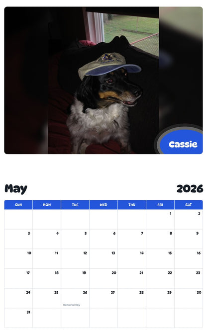 2026 - 2027 Cassie - Pawidols Pet Calendar