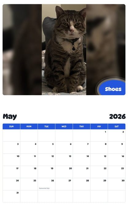 2026 - 2027 Shoes - Pawidols Pet Calendar