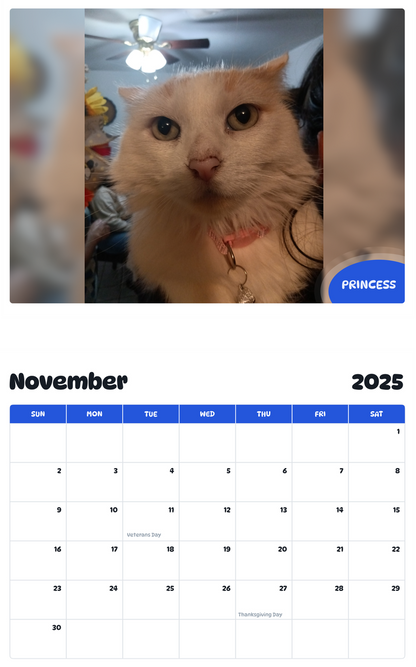July 2025 - June 2026 Princess - Pawidols Pet Calendar