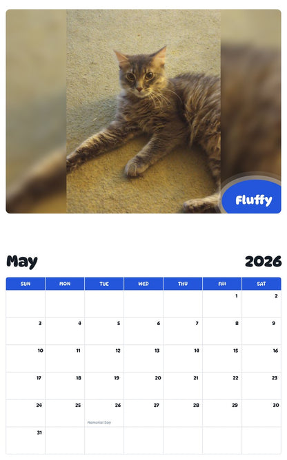 2026 - 2027 Fluffy - Pawidols Pet Calendar