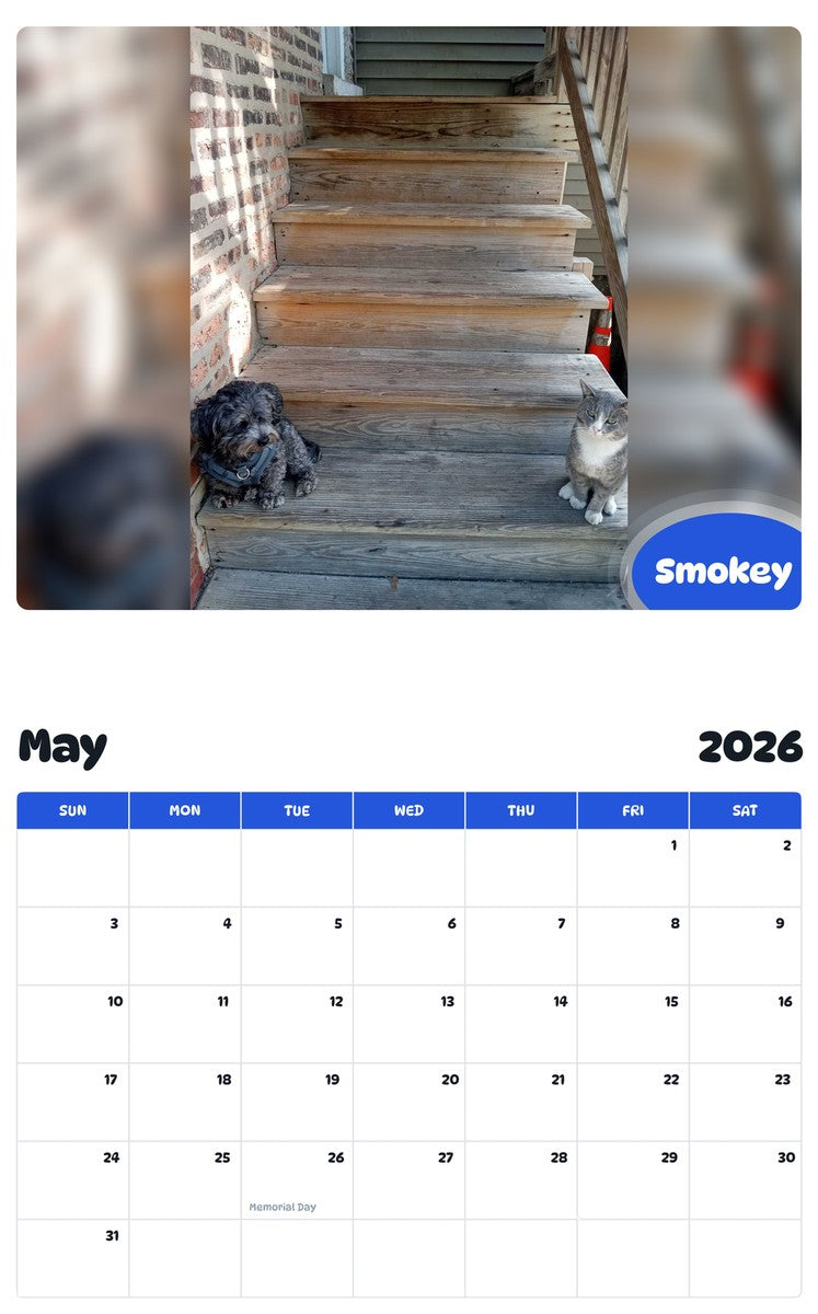 2026 - 2027 Smokey - Pawidols Pet Calendar