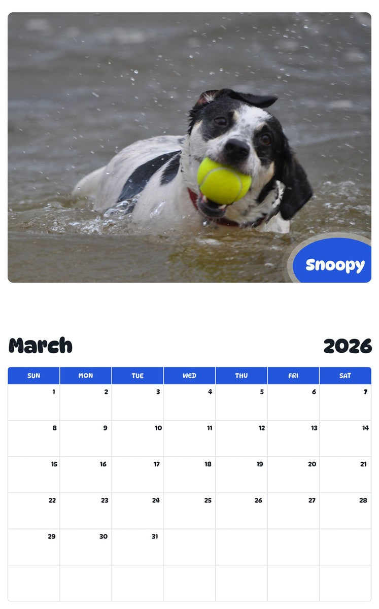 November 2025 - October 2026 Snoopy - Pawidols Pet Calendar