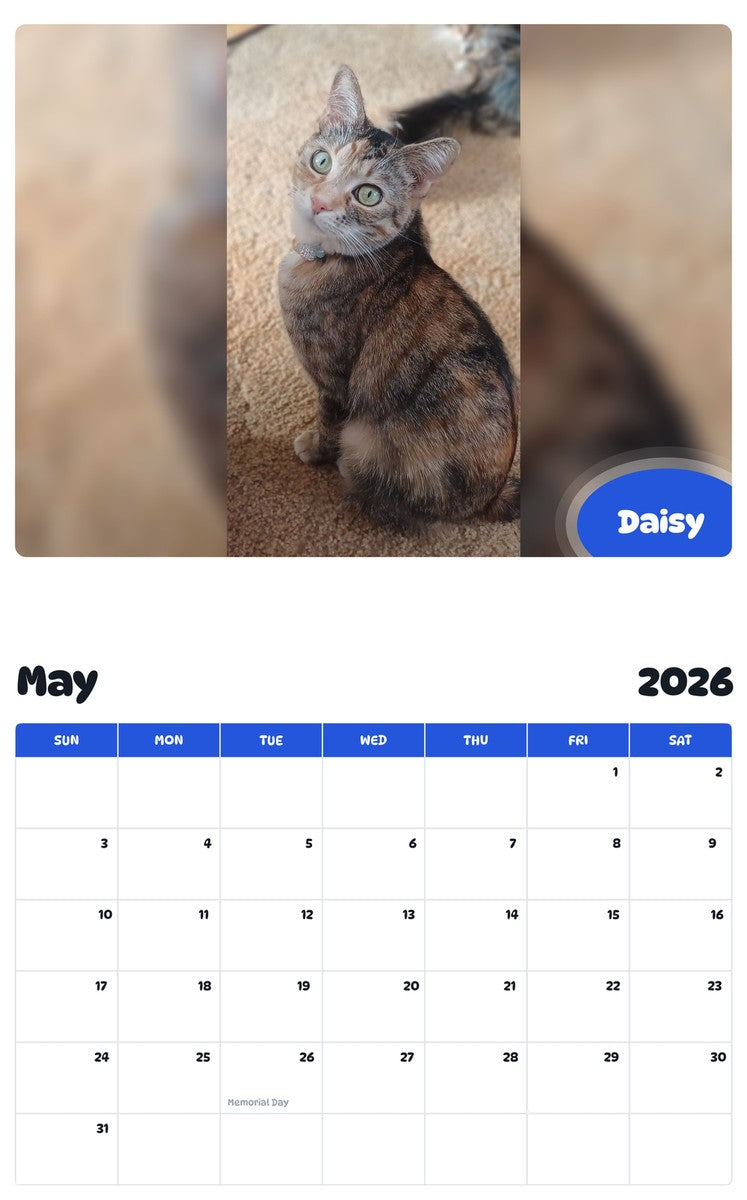 2026 - 2027 Daisy - Pawidols Pet Calendar