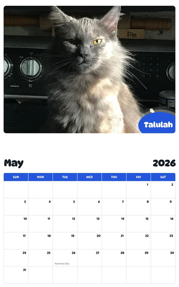 2026 - 2027 Talulah - Pawidols Pet Calendar