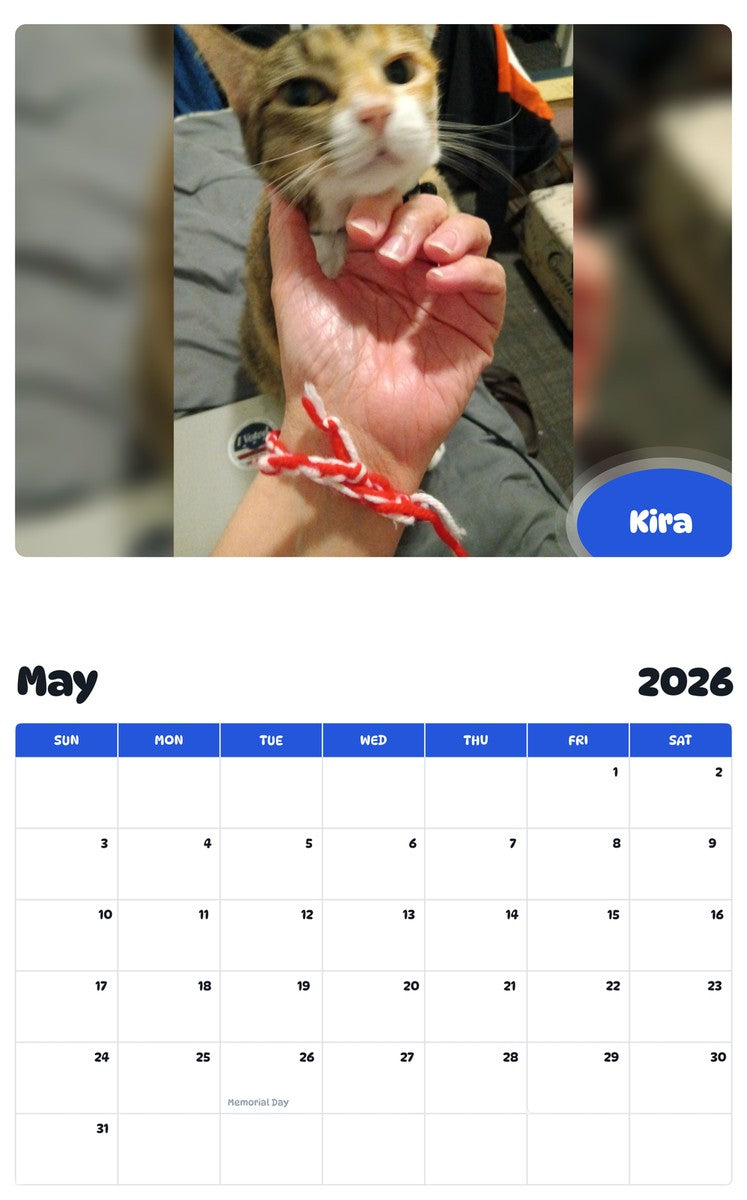 2026 - 2027 Kira - Pawidols Pet Calendar