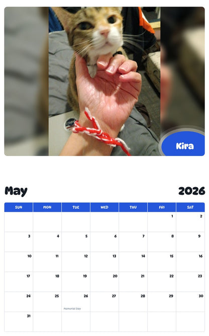 2026 - 2027 Kira - Pawidols Pet Calendar