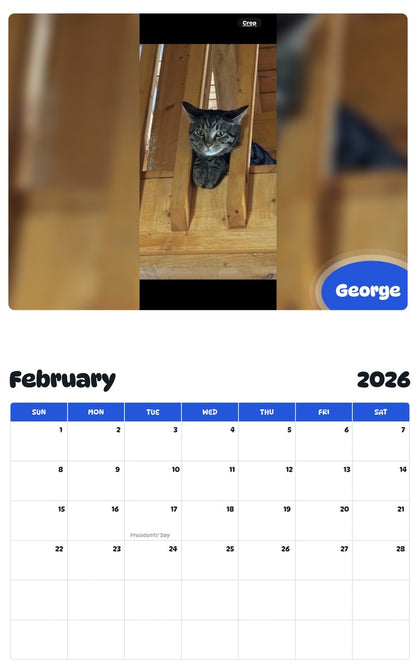 October 2025 - September 2026 George - Pawidols Pet Calendar