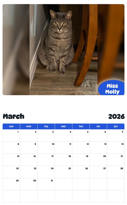 November 2025 - October 2026 Miss Molly - Pawidols Pet Calendar