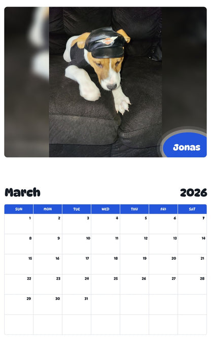 November 2025 - October 2026 Jonas - Pawidols Pet Calendar