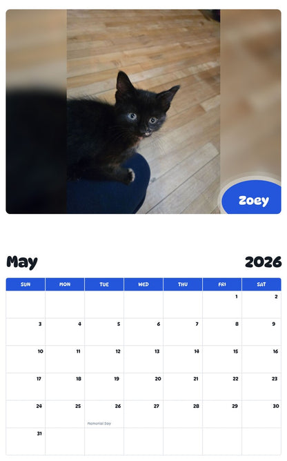 2026 - 2027 Zoey - Pawidols Pet Calendar