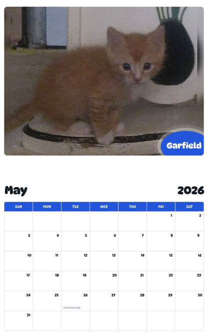 2026 - 2027 Garfield - Pawidols Pet Calendar