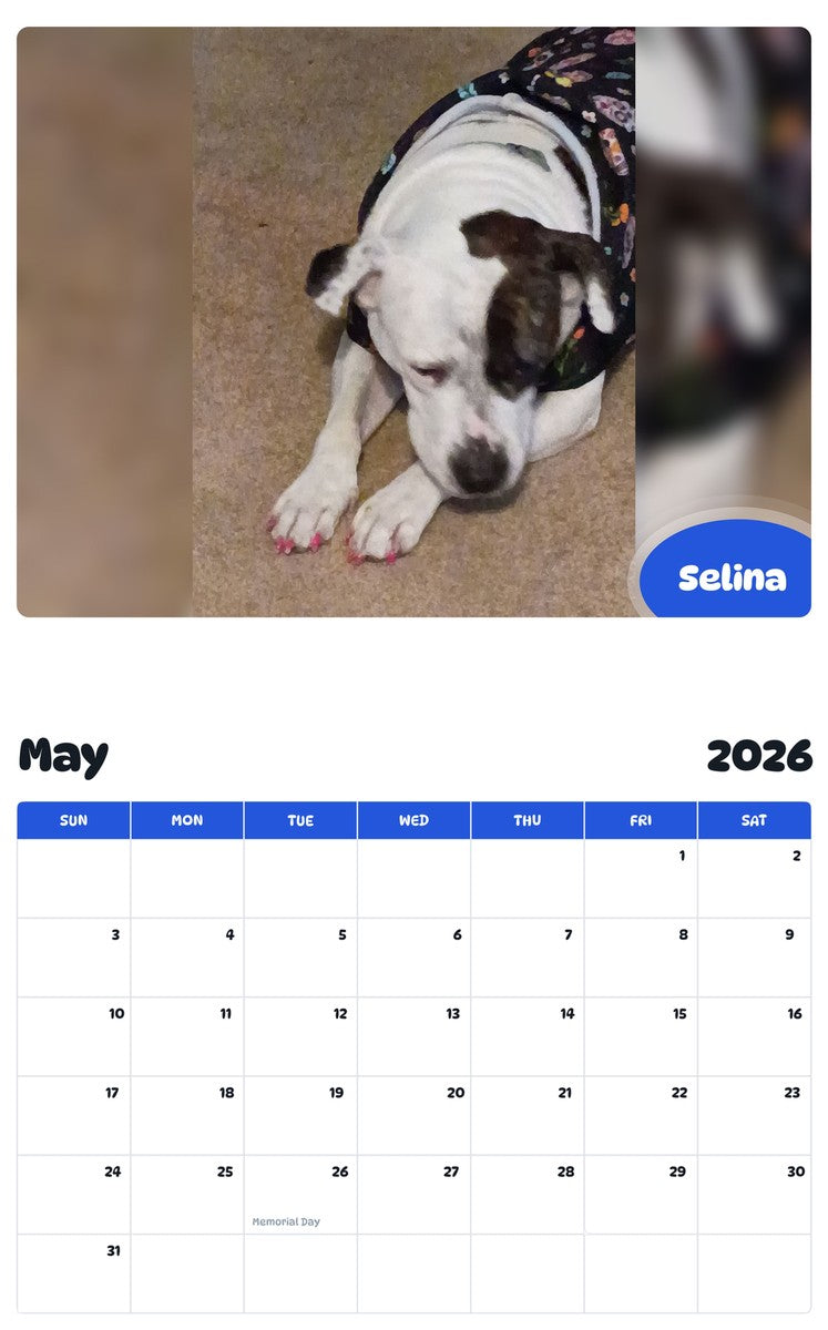 2026 - 2027 Selina - Pawidols Pet Calendar