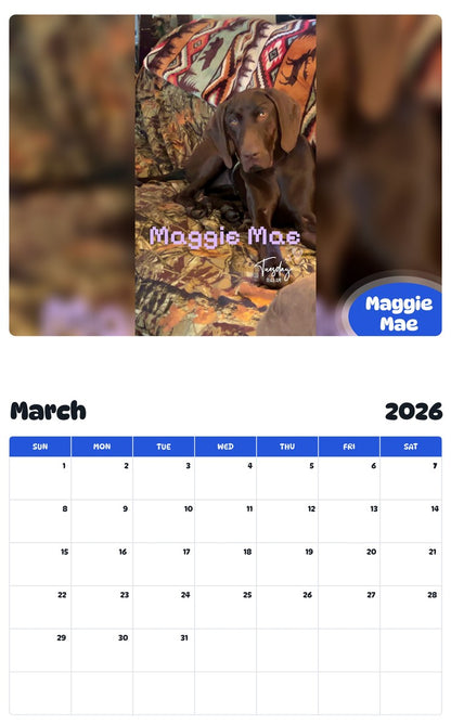 November 2025 - October 2026 Maggie Mae - Pawidols Pet Calendar