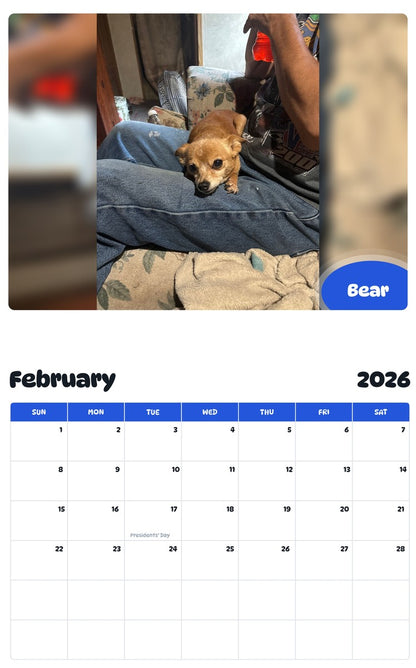 October 2025 - September 2026 Bear - Pawidols Pet Calendar