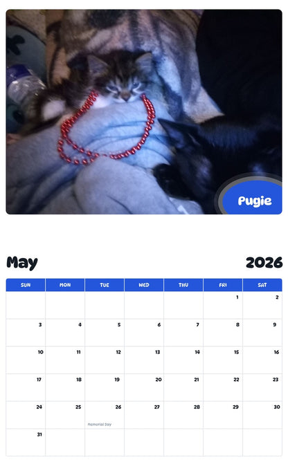2026 - 2027 Pugie - Pawidols Pet Calendar