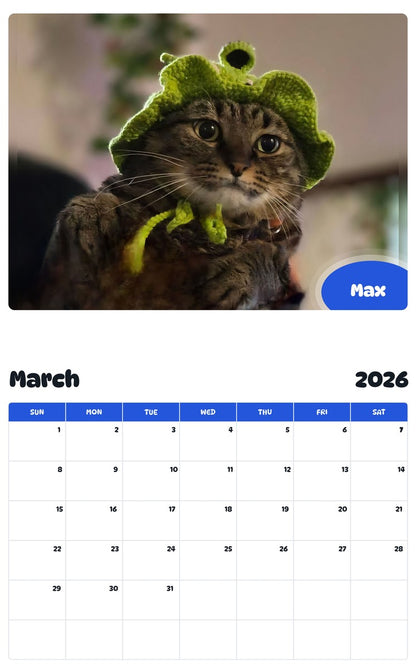 November 2025 - October 2026 Max - Pawidols Pet Calendar