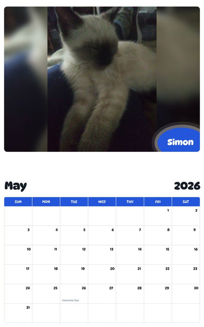 2026 - 2027 Simon - Pawidols Pet Calendar