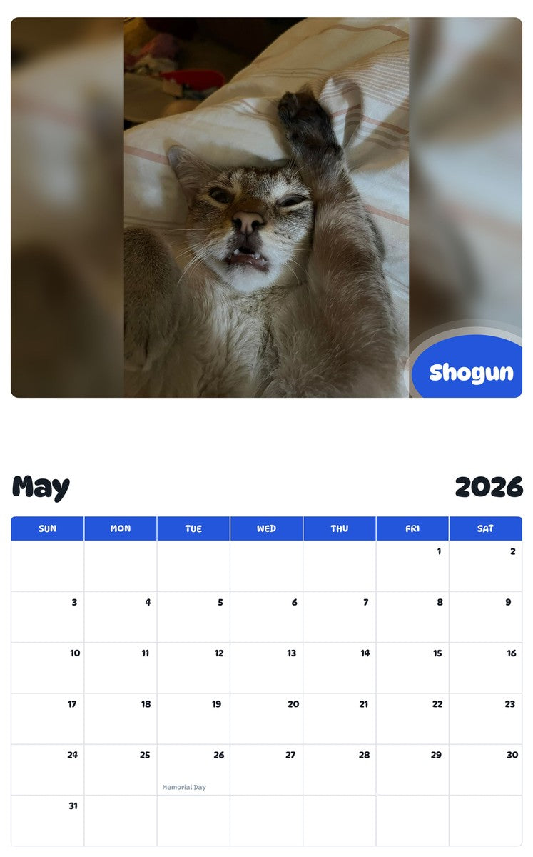 2026 - 2027 Shogun - Pawidols Pet Calendar