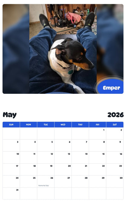2026 - 2027 Emper - Pawidols Pet Calendar