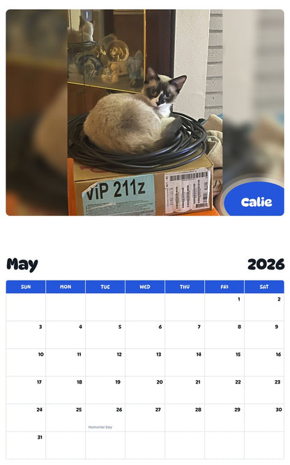 2026 - 2027 Calie - Pawidols Pet Calendar