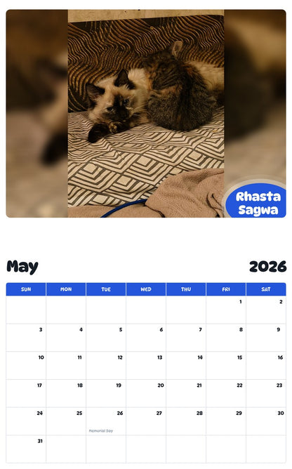 2026 - 2027 Rhasta Sagwa - Pawidols Pet Calendar