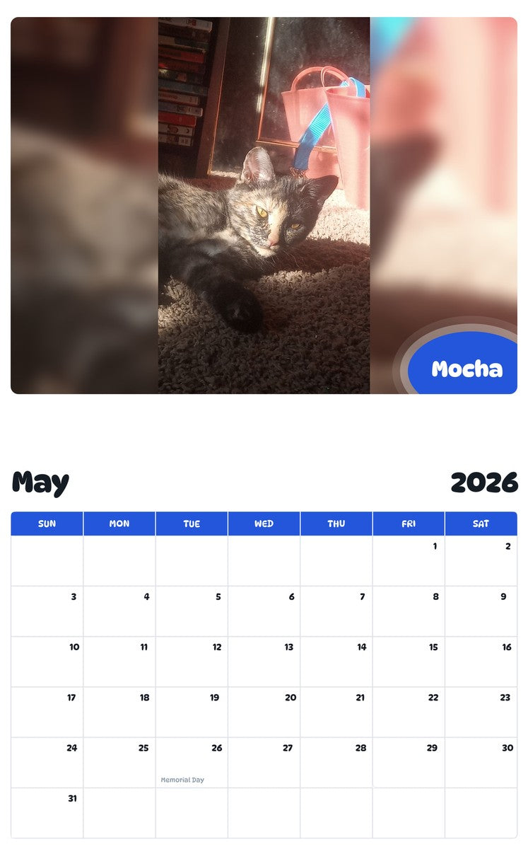 2026 - 2027 Mocha - Pawidols Pet Calendar