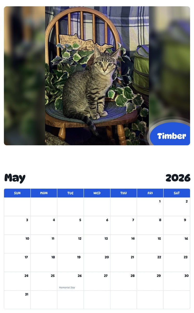 2026 - 2027 Timber - Pawidols Pet Calendar