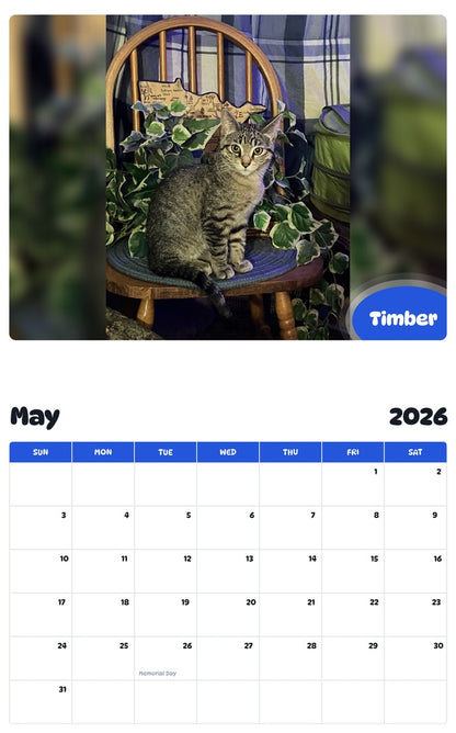 2026 - 2027 Timber - Pawidols Pet Calendar